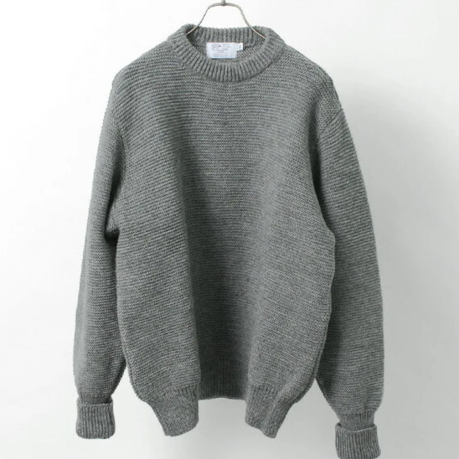 Knits^KERRY WOOLLEN MILLS / 5 Gauge 2 Ply Pearl Stitch Drop Shoulder Crew Neck Knit