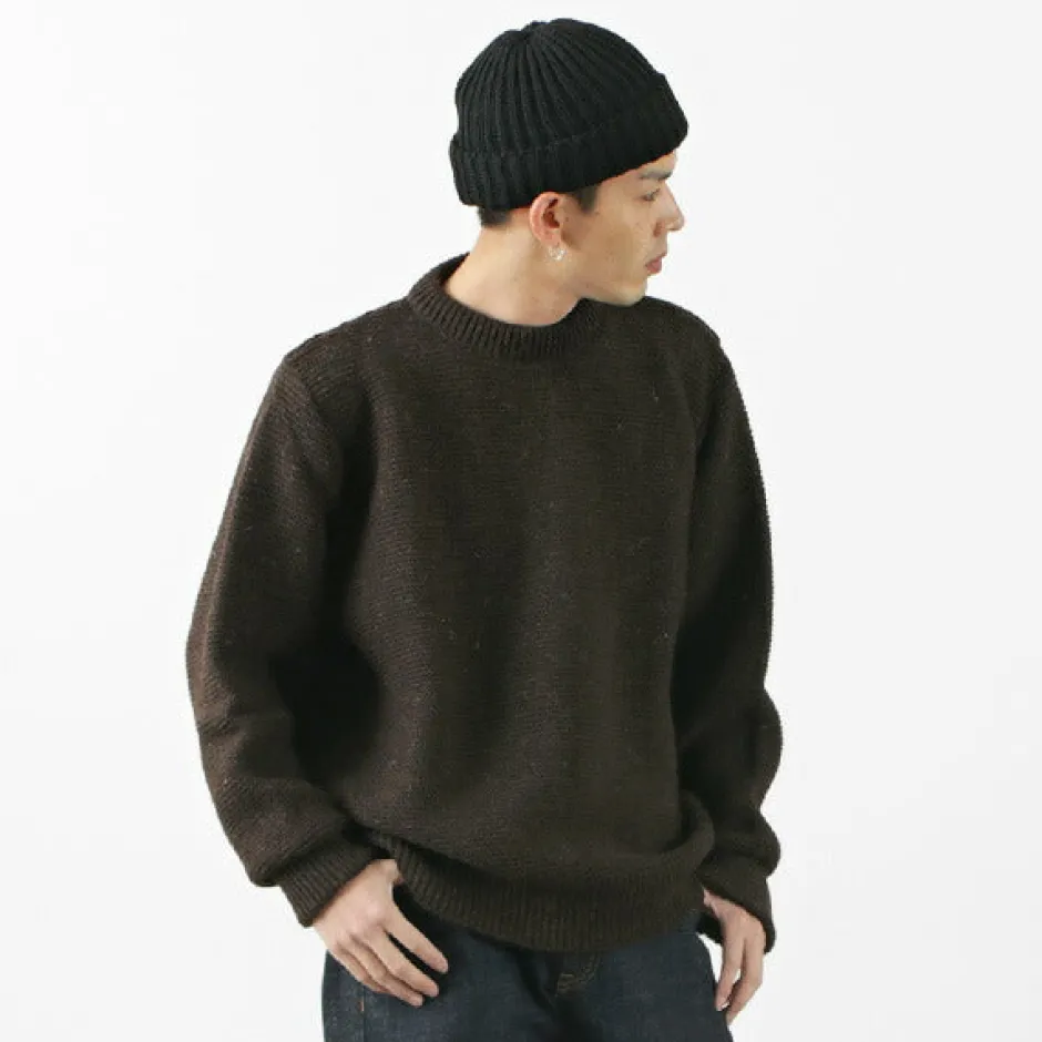 Knits^KERRY WOOLLEN MILLS / 5 Gauge 2 Ply Pearl Stitch Drop Shoulder Crew Neck Knit