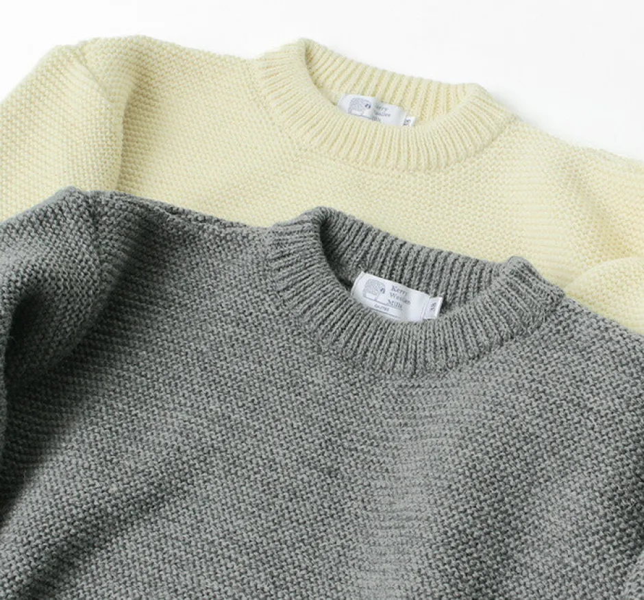 Knits^KERRY WOOLLEN MILLS / 5 Gauge 2 Ply Pearl Stitch Drop Shoulder Crew Neck Knit