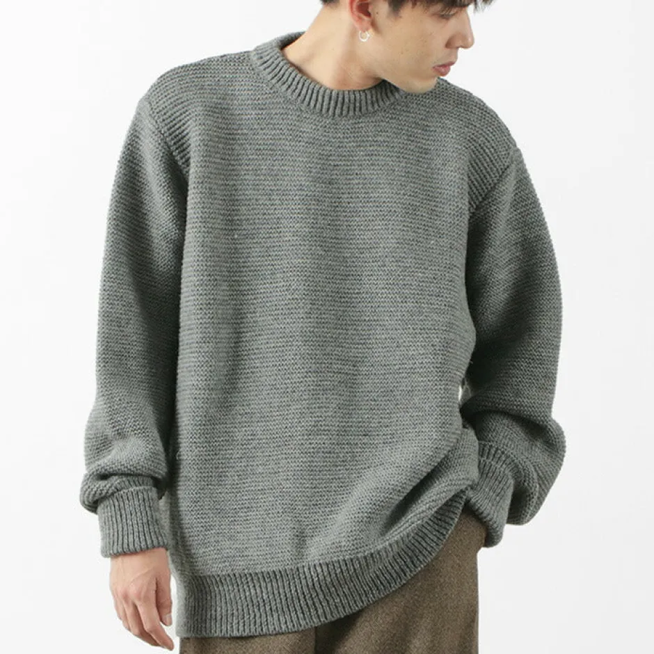 Knits^KERRY WOOLLEN MILLS / 5 Gauge 2 Ply Pearl Stitch Drop Shoulder Crew Neck Knit