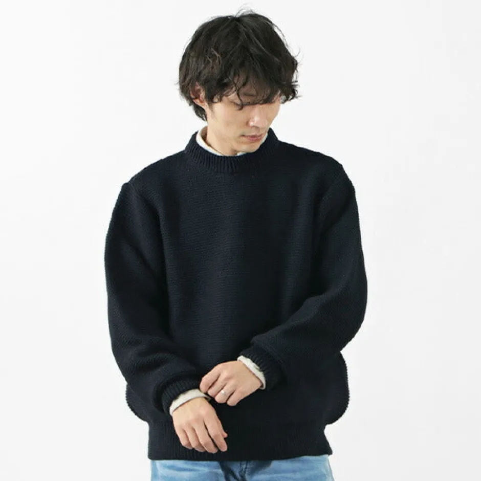 Knits^KERRY WOOLLEN MILLS / 5 Gauge 2 Ply Pearl Stitch Drop Shoulder Crew Neck Knit
