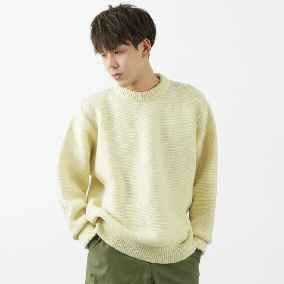 Knits^KERRY WOOLLEN MILLS / 5 Gauge 2 Ply Pearl Stitch Drop Shoulder Crew Neck Knit