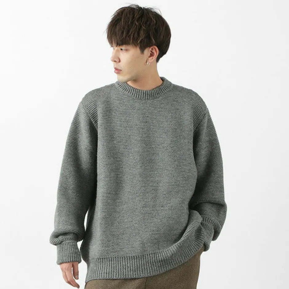 Knits^KERRY WOOLLEN MILLS / 5 Gauge 2 Ply Pearl Stitch Drop Shoulder Crew Neck Knit