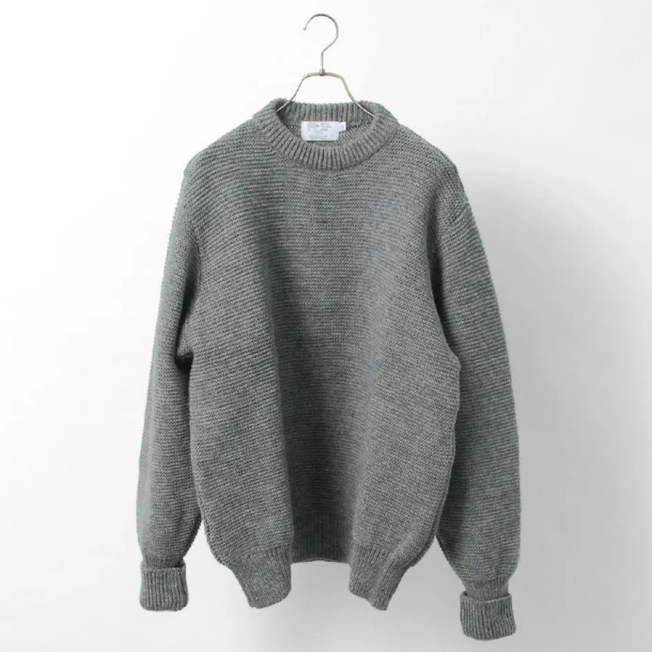 Knits^KERRY WOOLLEN MILLS / 5 Gauge 2 Ply Pearl Stitch Drop Shoulder Crew Neck Knit