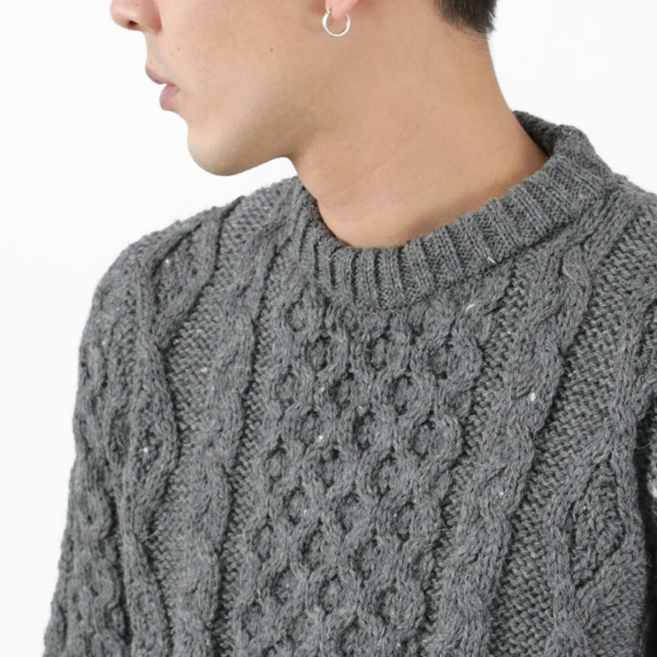 Knits^KERRY WOOLLEN MILLS / 5 gauge 3-ply aran cable crew neck heavy knit