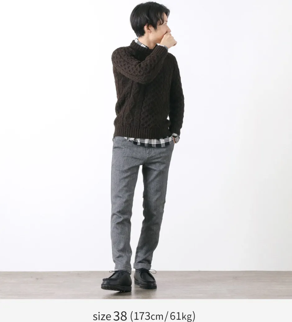 Knits^KERRY WOOLLEN MILLS / 5 gauge 3-ply aran cable crew neck heavy knit