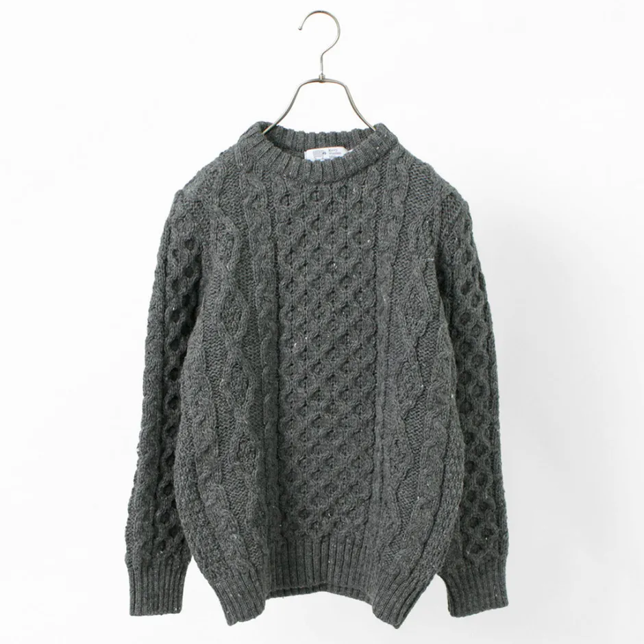 Knits^KERRY WOOLLEN MILLS / 5 gauge 3-ply aran cable crew neck heavy knit