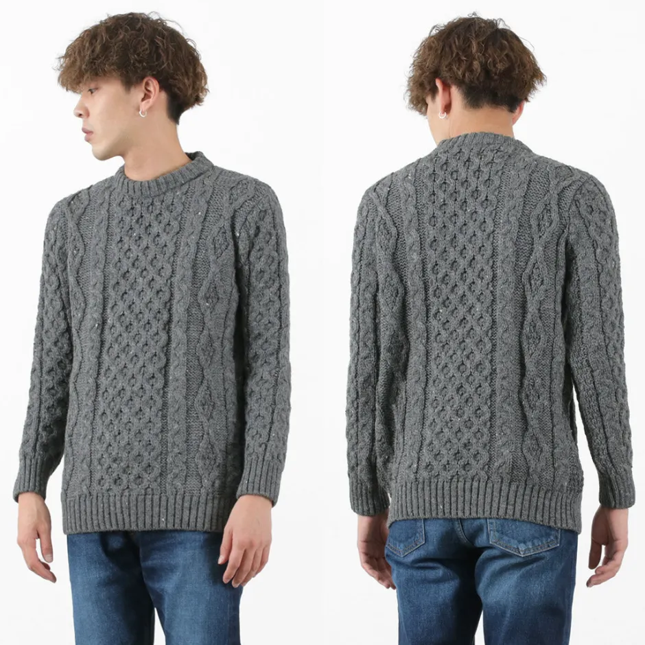 Knits^KERRY WOOLLEN MILLS / 5 gauge 3-ply aran cable crew neck heavy knit