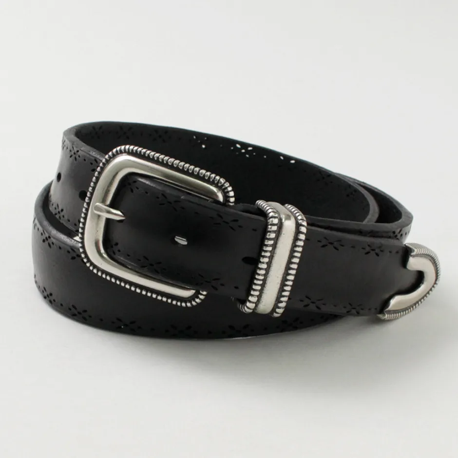 Belts^ORCIANI / Bull Soft punched leather belt with metal tip