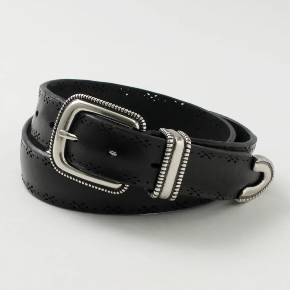 Belts^ORCIANI / Bull Soft punched leather belt with metal tip