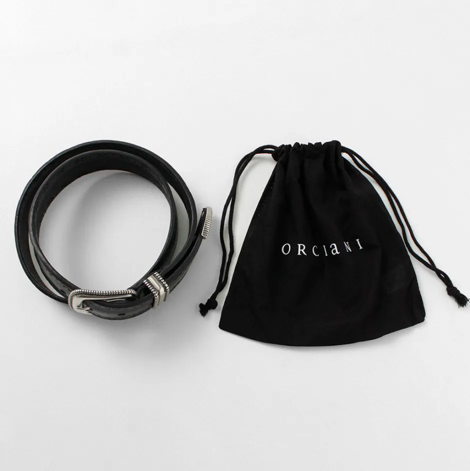 Belts^ORCIANI / Bull Soft punched leather belt with metal tip