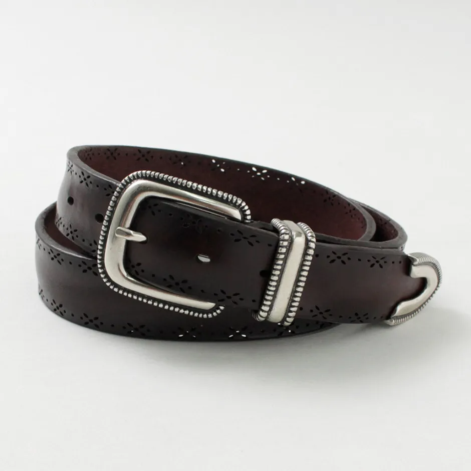 Belts^ORCIANI / Bull Soft punched leather belt with metal tip