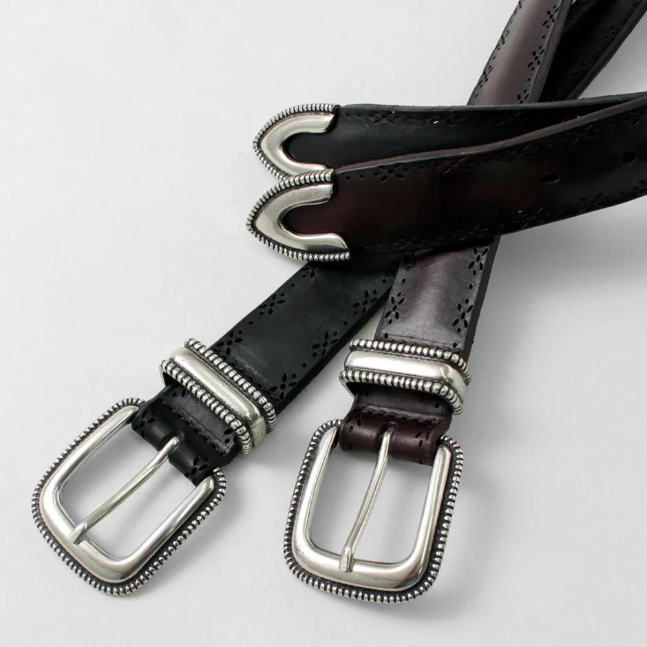 Belts^ORCIANI / Bull Soft punched leather belt with metal tip