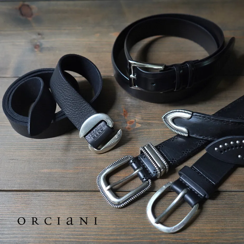 Belts^ORCIANI / Bull Soft punched leather belt with metal tip