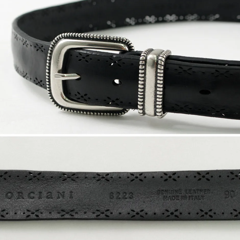 Belts^ORCIANI / Bull Soft punched leather belt with metal tip