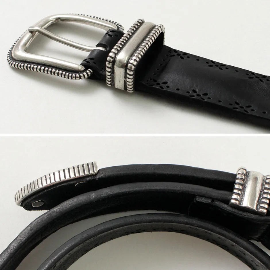 Belts^ORCIANI / Bull Soft punched leather belt with metal tip