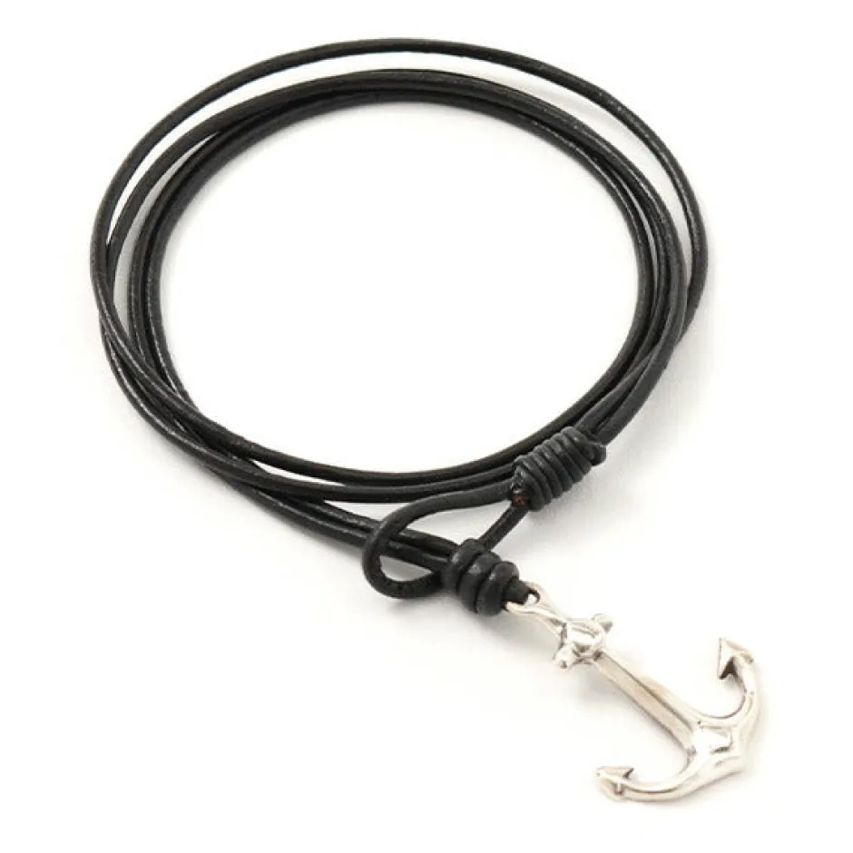 Anklets^PHADUA / Anchor Leather Wrap Bracelet / Silver