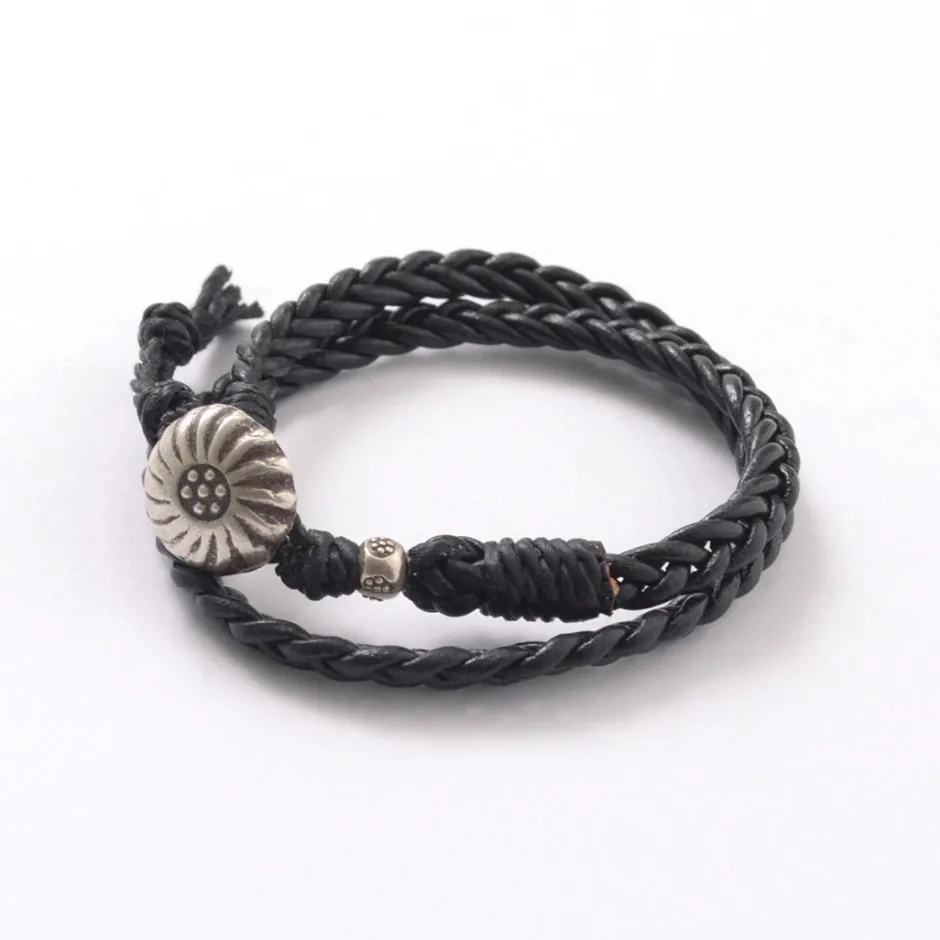 Anklets^PHADUA / Braided 1.5mm Leather 2 Wrap Bracelet