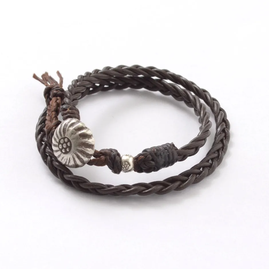 Anklets^PHADUA / Braided 1.5mm Leather 2 Wrap Bracelet