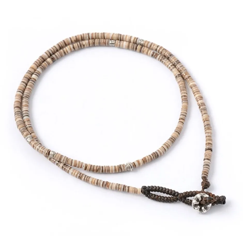 Anklets^PHADUA / shell beaded waxed cord 3 way accessory brown