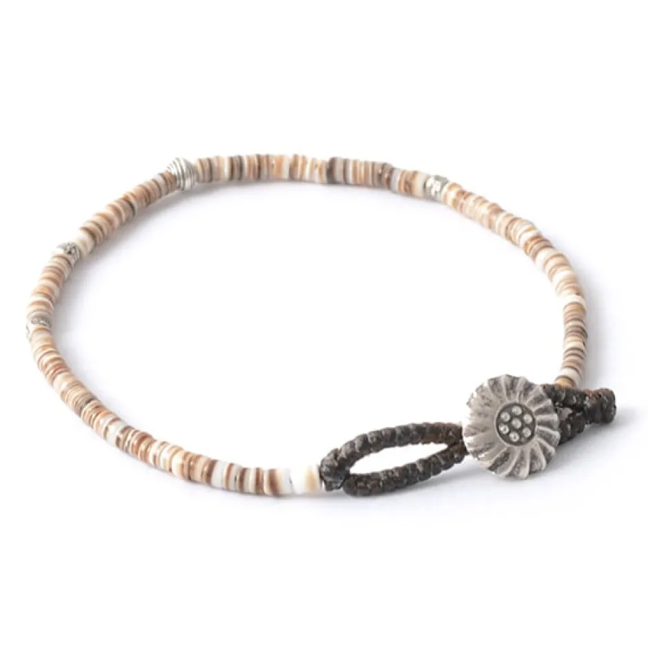 Anklets^PHADUA / Shell Beads Wax Cord Bracelet brown
