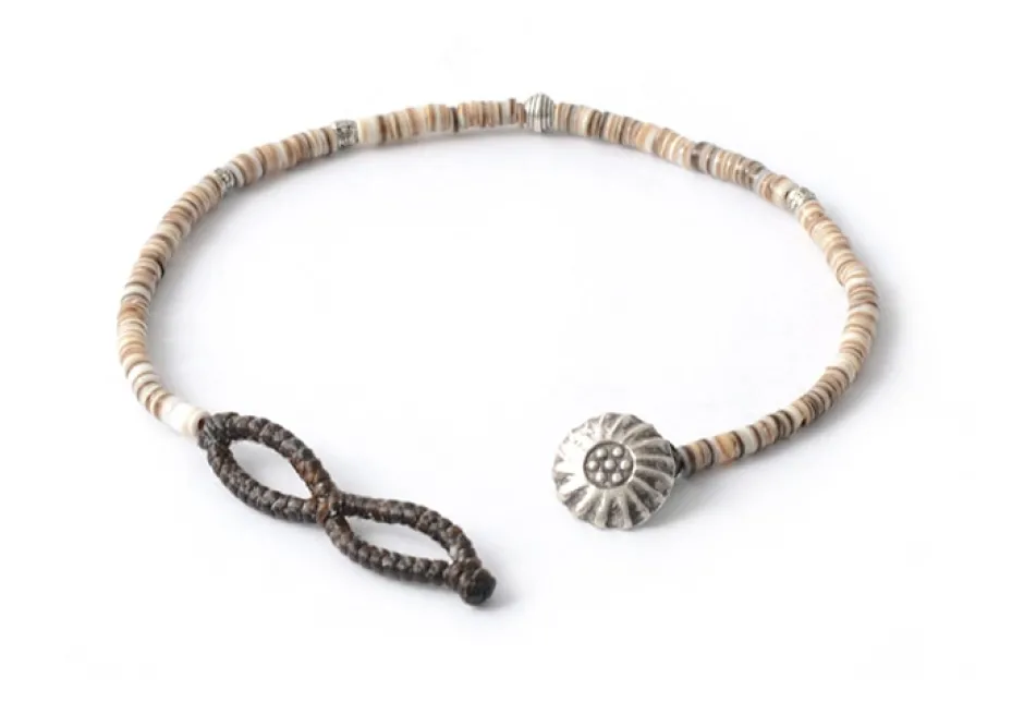 Anklets^PHADUA / Shell Beads Wax Cord Bracelet brown