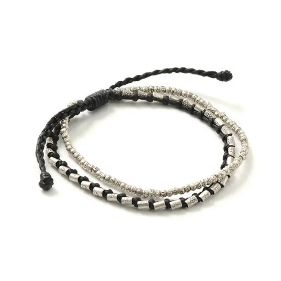 Bracelets^PHADUA / Double strand bracelet with silver waxed cord