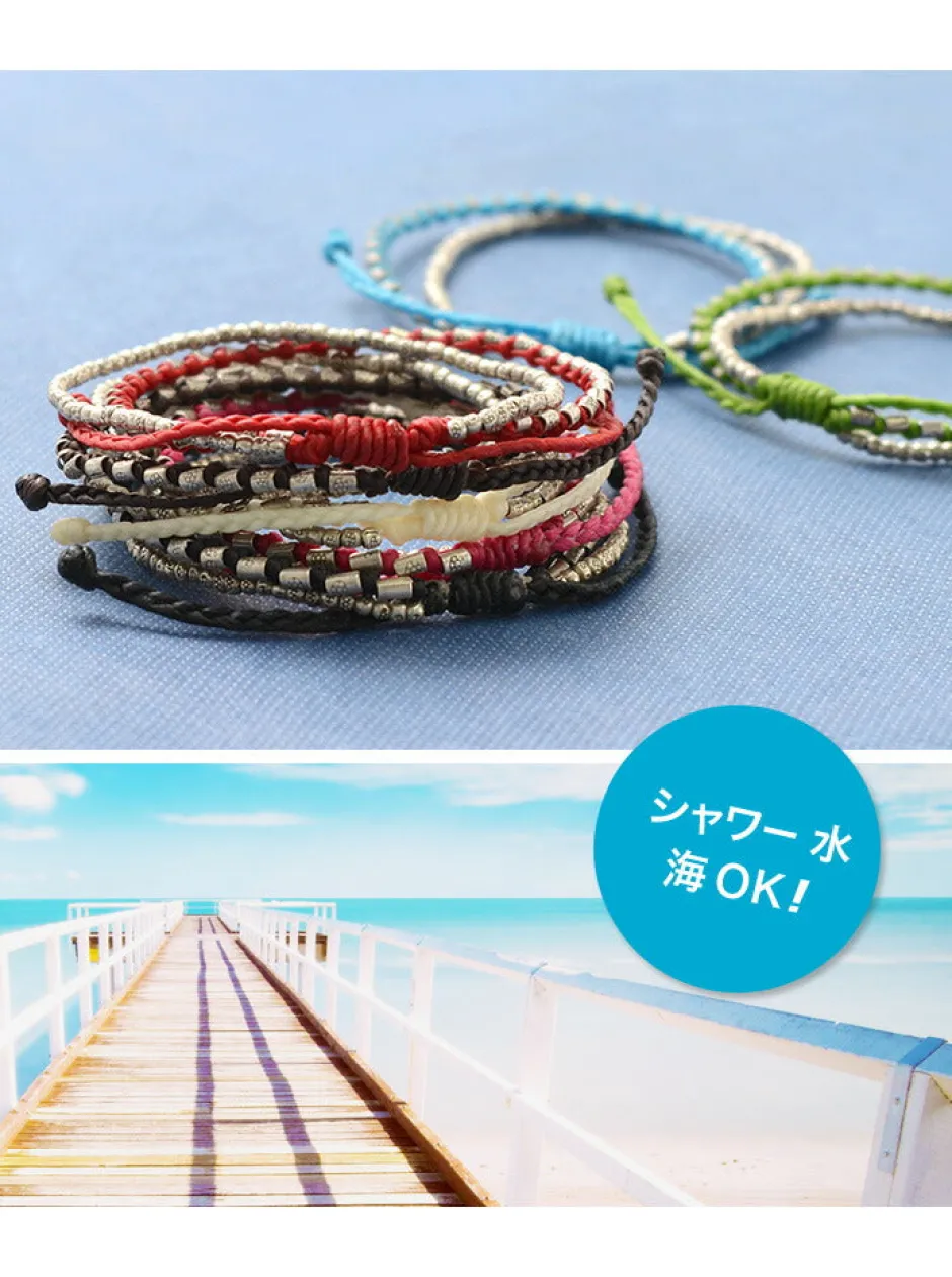 Bracelets^PHADUA / Double strand bracelet with silver waxed cord