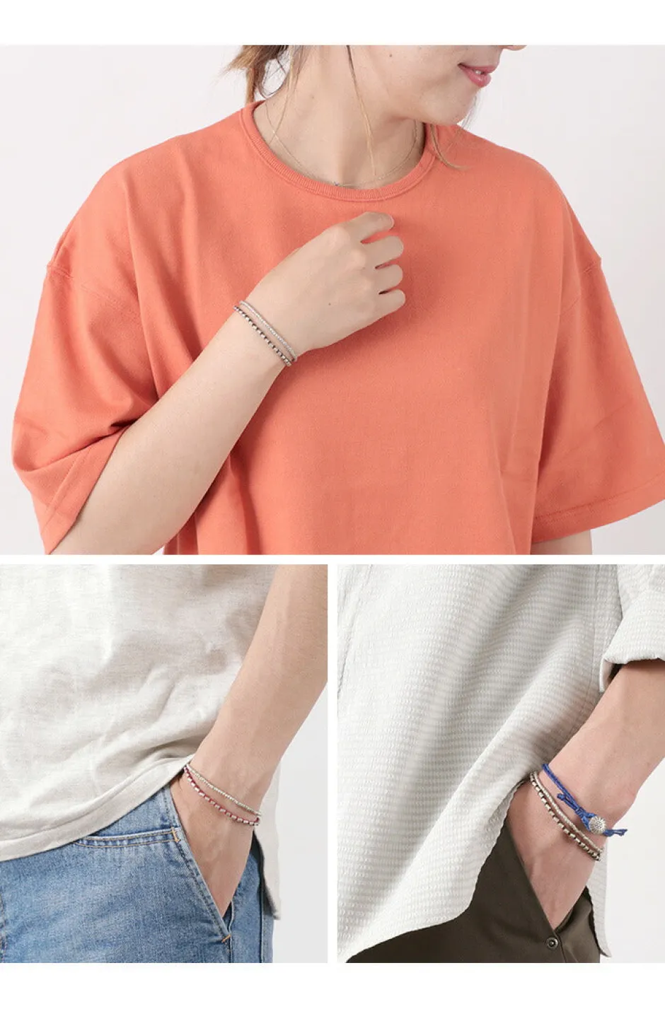 Bracelets^PHADUA / Double strand bracelet with silver waxed cord