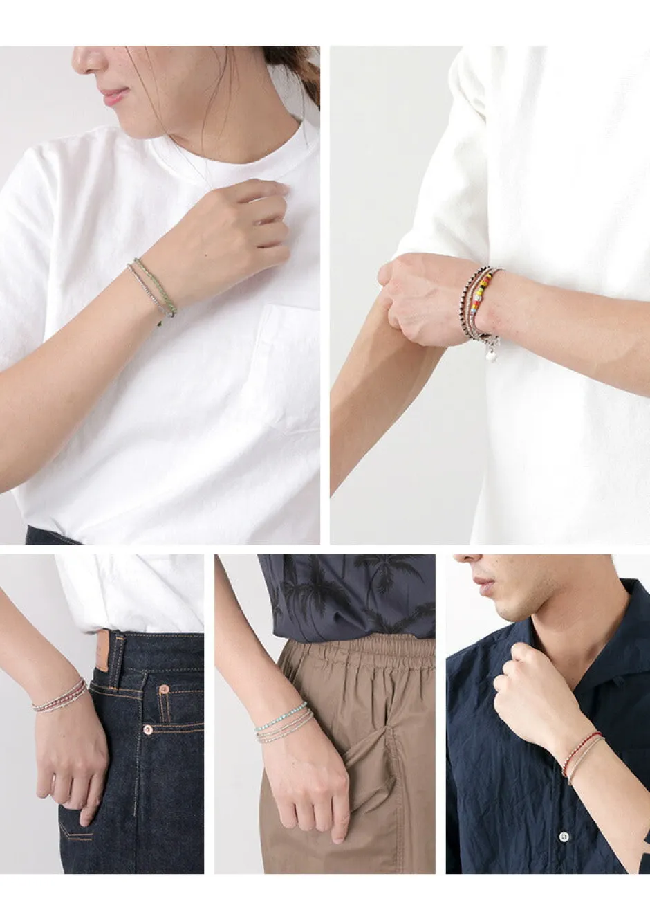 Bracelets^PHADUA / Double strand bracelet with silver waxed cord