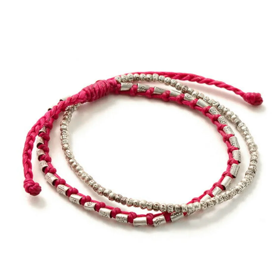 Bracelets^PHADUA / Double strand bracelet with silver waxed cord