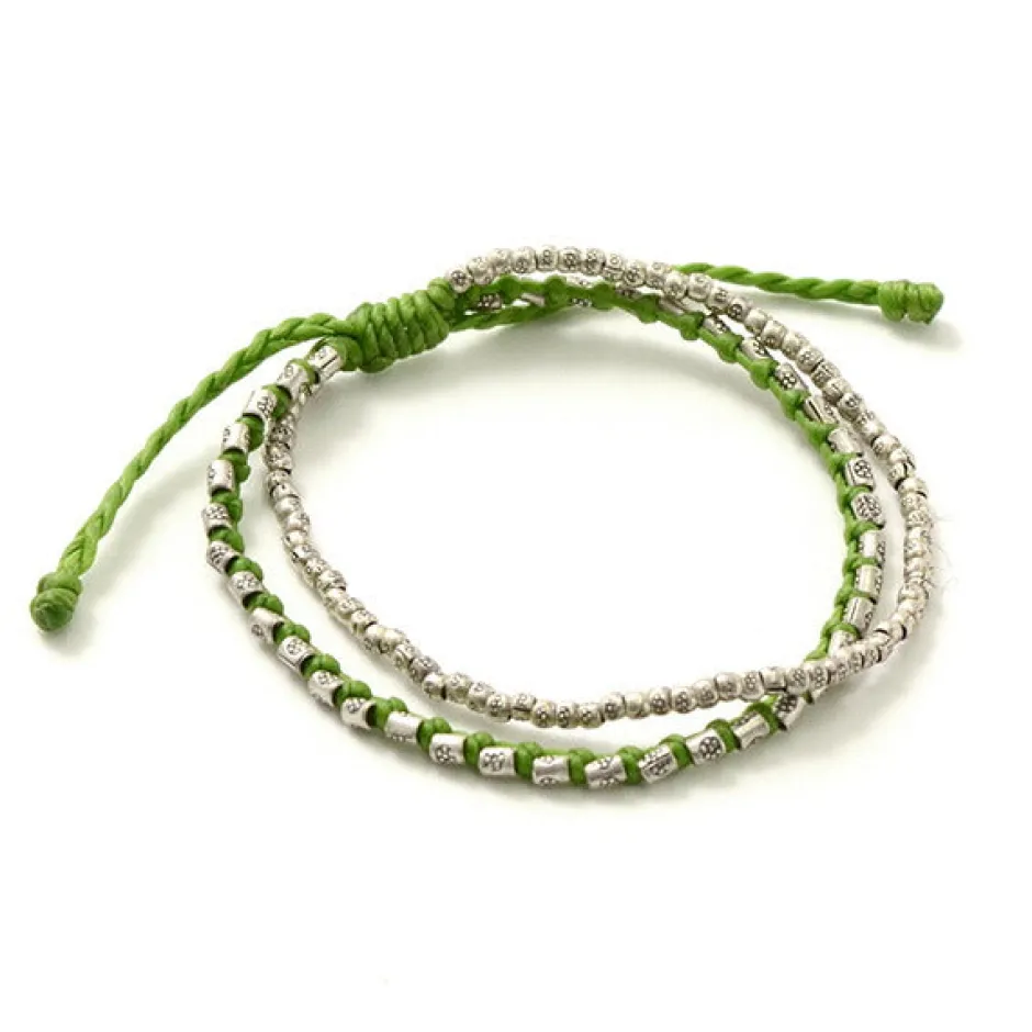 Bracelets^PHADUA / Double strand bracelet with silver waxed cord