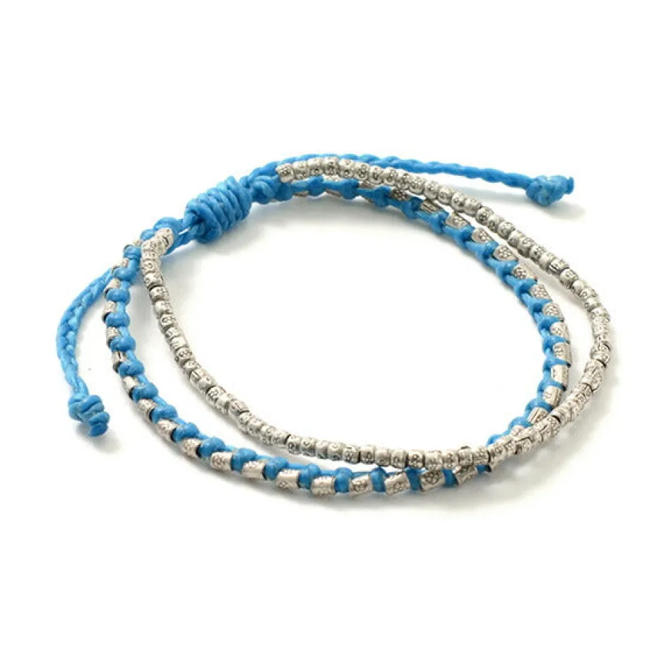 Bracelets^PHADUA / Double strand bracelet with silver waxed cord