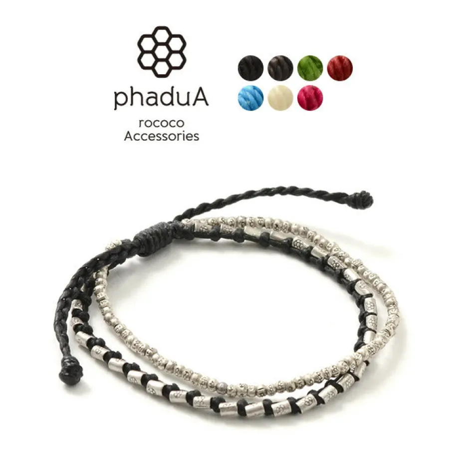 Bracelets^PHADUA / Double strand bracelet with silver waxed cord