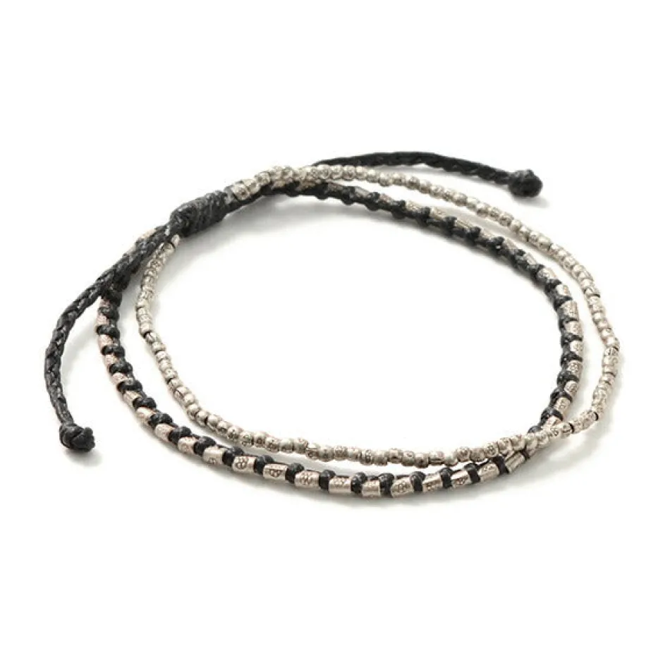 Anklets^PHADUA / Double-Strand Anklet with Silver Wax Cord