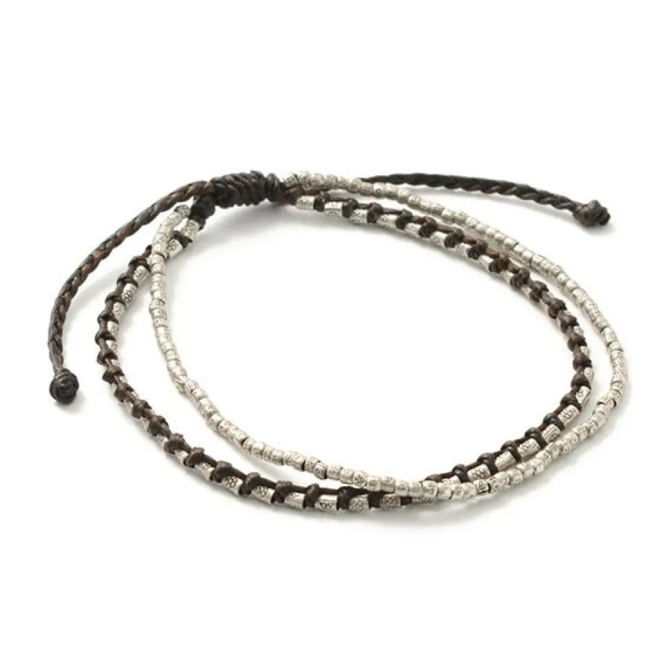 Anklets^PHADUA / Double-Strand Anklet with Silver Wax Cord