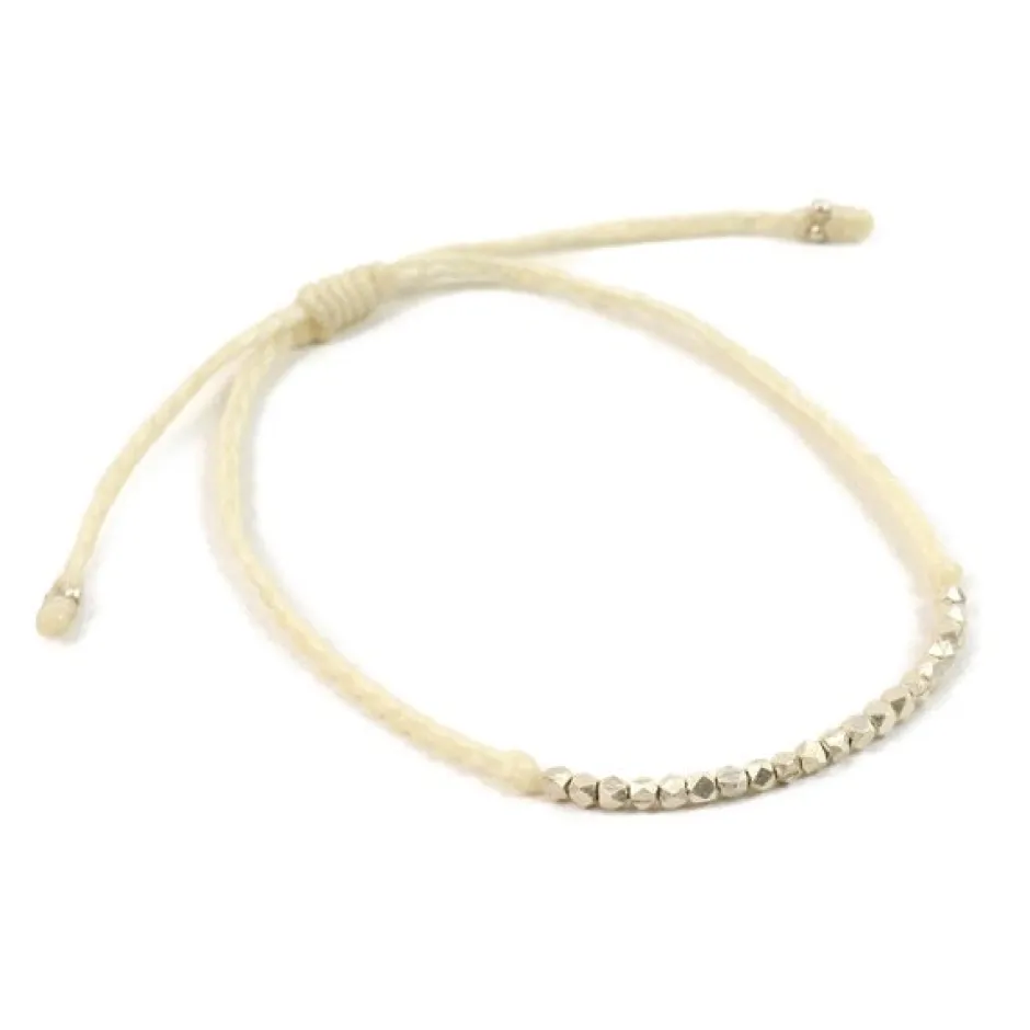 Anklets^PHADUA / Karen Silver Bead Wax Cord Anklet