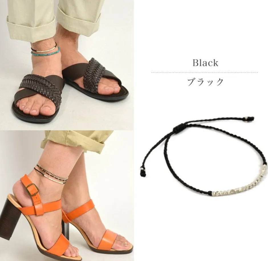 Anklets^PHADUA / Karen Silver Bead Wax Cord Anklet