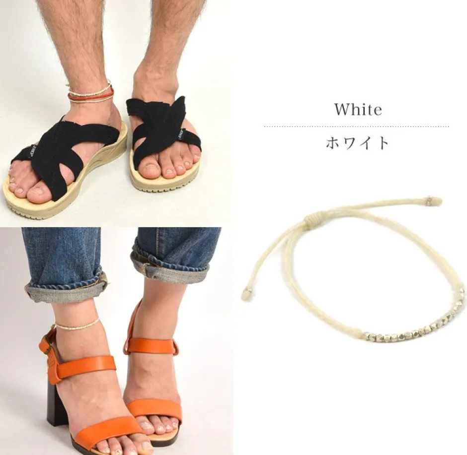 Anklets^PHADUA / Karen Silver Bead Wax Cord Anklet