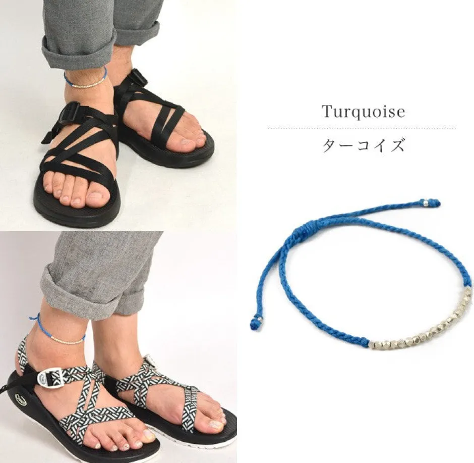 Anklets^PHADUA / Karen Silver Bead Wax Cord Anklet