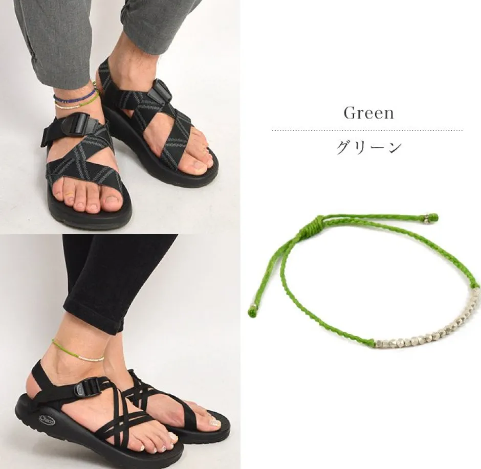 Anklets^PHADUA / Karen Silver Bead Wax Cord Anklet