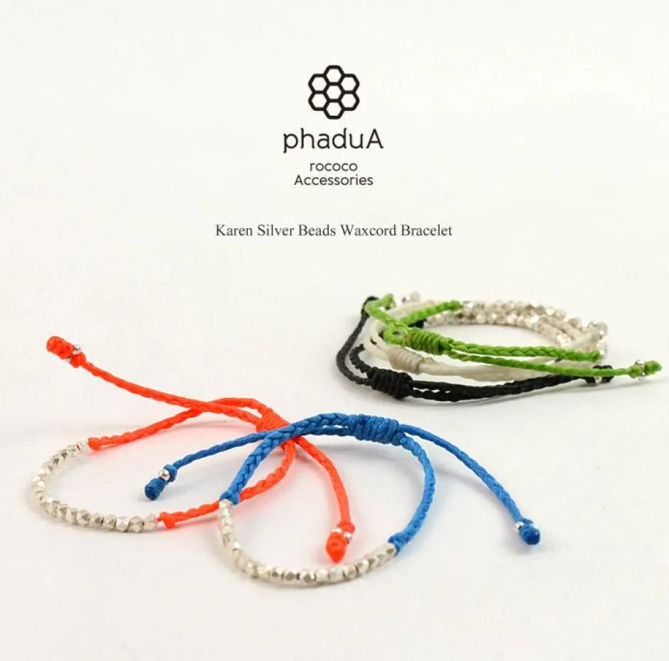 Anklets^PHADUA / Karen Silver Beaded Wax Cord Bracelet