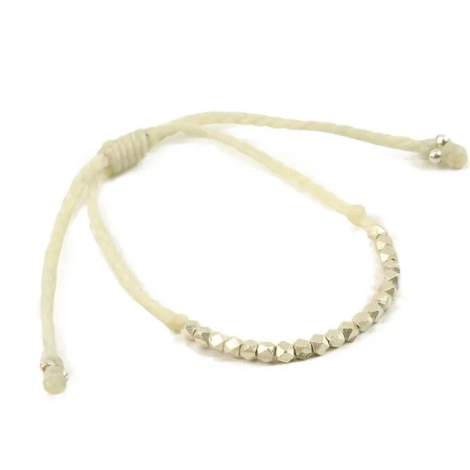 Anklets^PHADUA / Karen Silver Beaded Wax Cord Bracelet