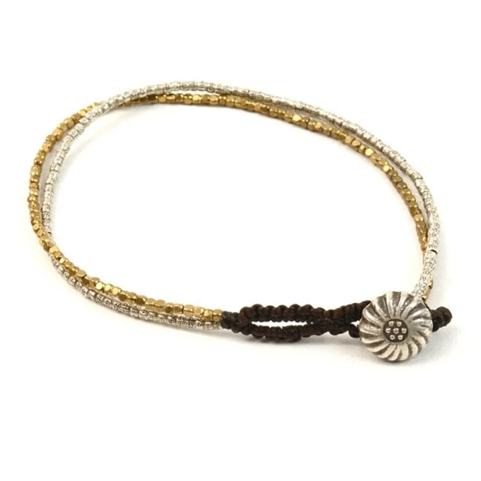 Anklets^PHADUA / Karen Silver Beads Brass Double Cord Anklet gold