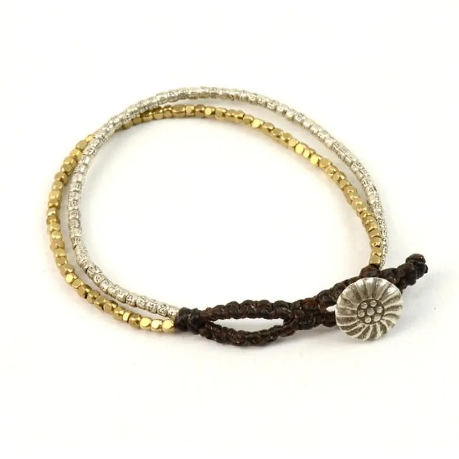 Anklets^PHADUA / Karen Silver Beads Brass Double Cord Anklet gold