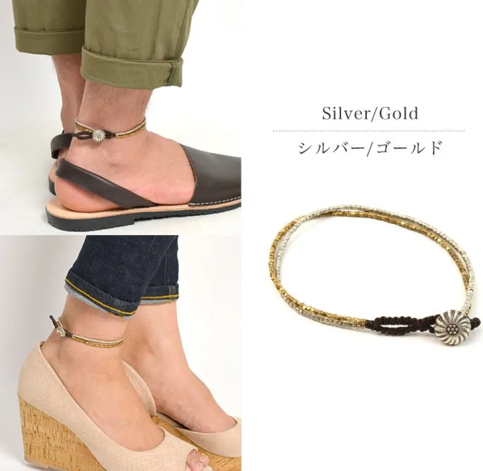 Anklets^PHADUA / Karen Silver Beads Brass Double Cord Anklet gold