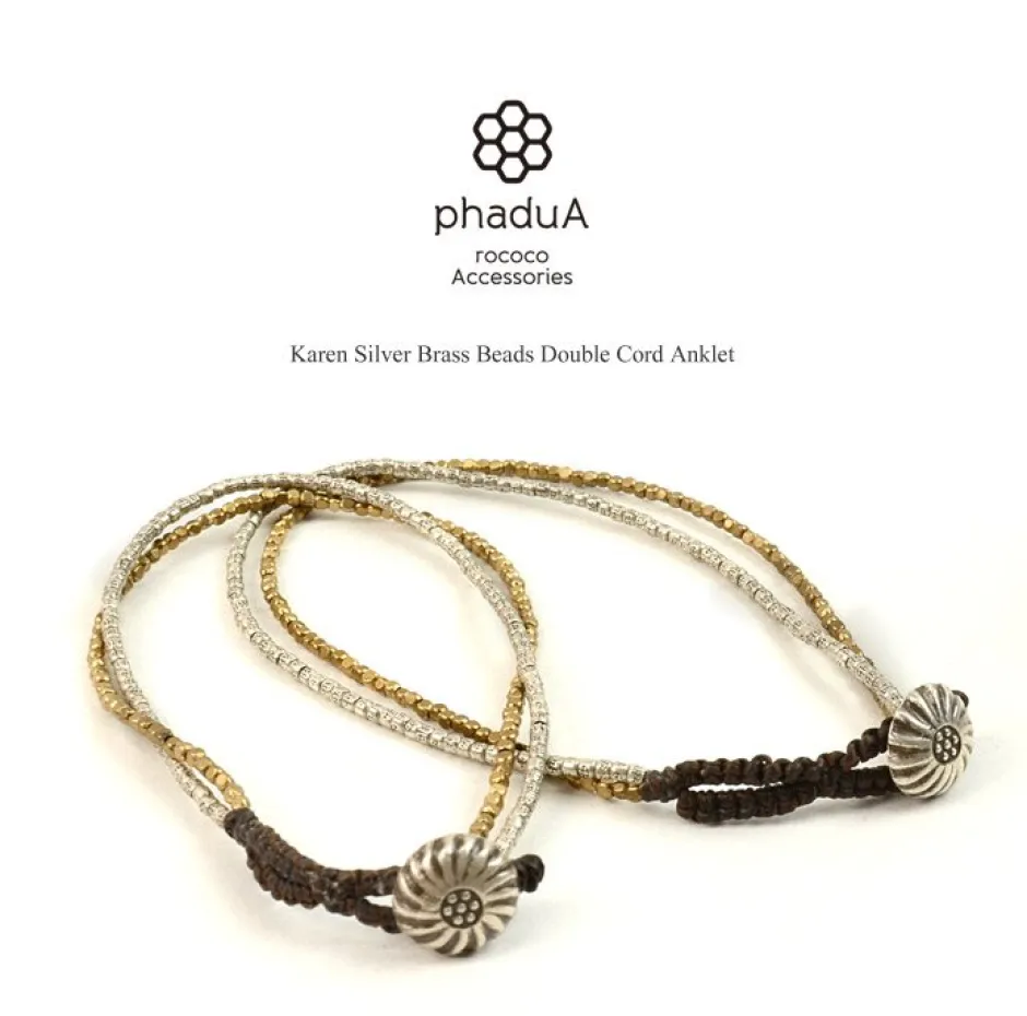 Anklets^PHADUA / Karen Silver Beads Brass Double Cord Anklet gold