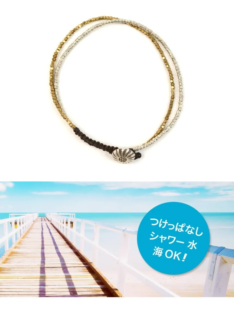 Anklets^PHADUA / Karen Silver Beads Brass Double Cord Anklet gold