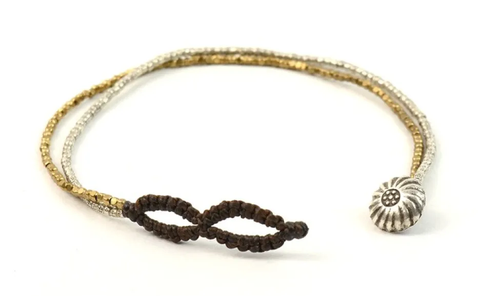 Anklets^PHADUA / Karen Silver Beads Brass Double Cord Anklet gold