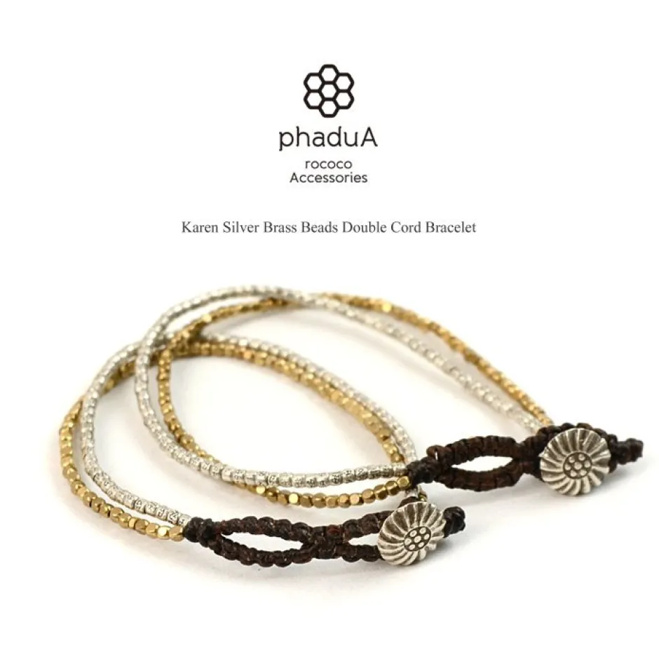 Anklets^PHADUA / Karen Silver Beads Brass Double Cord Bracelet gold